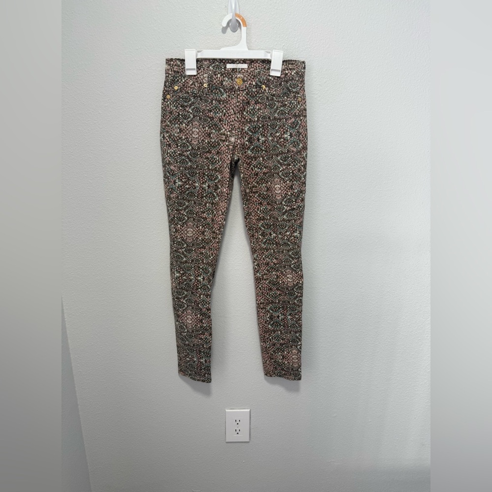 7 For All Mankind Multicolor Pink Black Snake Patterned Pants Size 26